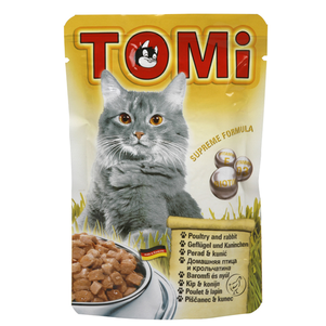 TOMi poultry rabbit ПТИЦА КРОЛИК консервы для кошек, влажный корм, пауч