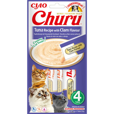 Inaba Churu Ласощі Для Котів, Вершковий Мус В Стіках, Тунець/Молюск 4*14 Г Фото Від Dog.Com.Ua