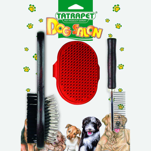 Tatrapet Dog Salon Набір Для Грумінгу Собак (Щітка Двостороння + Гребінець + Щітка Силіконова) Фото Зоомагазину Dog.Com.Ua