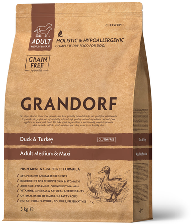 Сухой корм Grandorf Adult Medium Maxi Duck & Turkey для взрослых собак средних и крупных пород (утка и индейка)