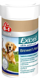 8in1 Excel Brewers Yeast кормова добавка для собак та котів на основі пивних дріжджів