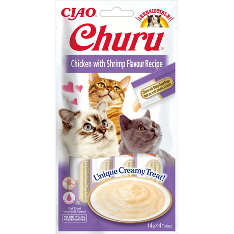 Inaba Churu Ласощі Для Котів, Вершковий Мус В Стіках, Курка/Креветка 4*14 Г Фото Від Dog.Com.Ua
