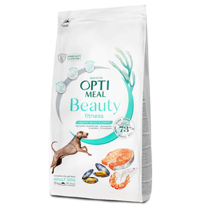 Сухой корм Optimeal Beauty Fitness Adult Dog для собак всех пород для поддержания оптимального веса взрослых собак (морепродукты)