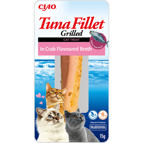INABA Grilled ласощі для котів, філе тунця на грилі в бульйоні з краба