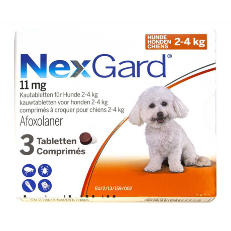 NexGard (НексГард) Таблетки від бліх та кліщів для собак вагою від 2 до 4 кг
