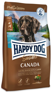 Сухой корм Happy Dog Canada беззерновой корм для взрослых собак всех пород с чувствительным пищеварением (лосось и кролик)