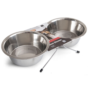 Flamingo Duo Dinner Фламінго Дуо Діннер Подвійна Миска На Підставці Для Собак, Нержавіюча Сталь Фото Зоомагазину Dog.Com.Ua