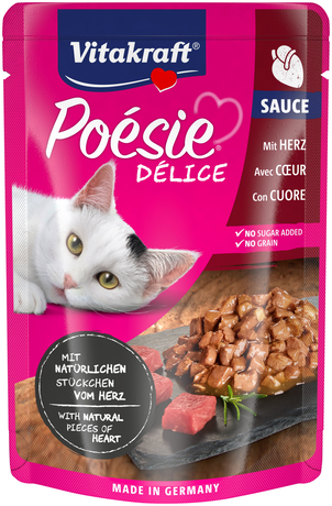 Влажный корм для кошек Vitakraft Poésie Délice pouch сердца в соусе, 85 г