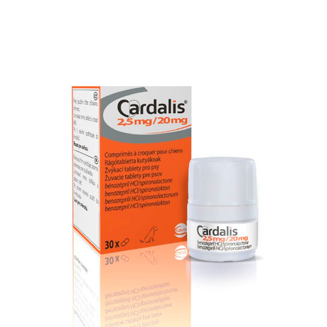 Ceva Cardalis – таблетки для лікування застійної серцевої недостатності у собак, розмір S для собак малих і мініатюрних порід (2,5 мг/20 мг), 30 таб.