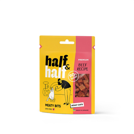 Half&Half Ласощі для котів у формі м'ясних шматочків з яловичиною