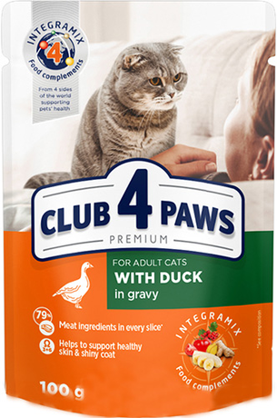 Клуб 4 лапи (Club 4 paws) Premium Вологий корм для котів качка в соусі