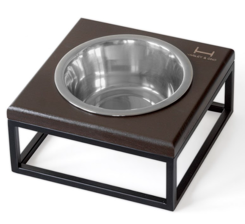 Harley And Cho Одна Миска На Підставці Lunch Bar Brown Wood + Black (Коричневе Дерево + Чорні Ніжки) Фото Від Dog.Com.Ua