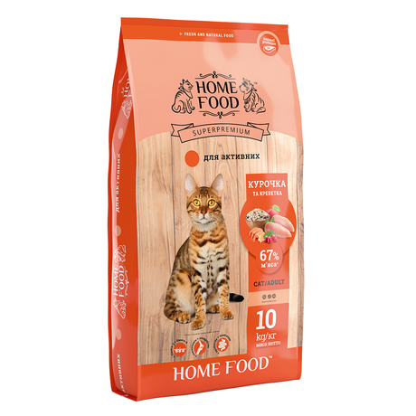 Home Food с креветками и курицей для взрослых кошек