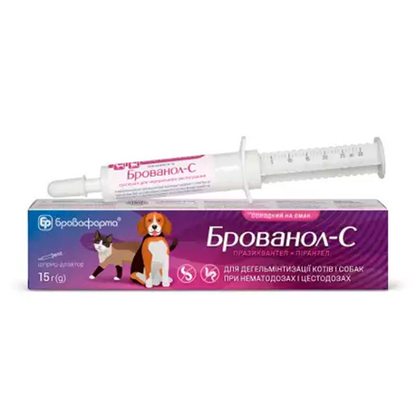 Брованол-С Антигельмінтик У Шприц-Тубі, 15 Г Фото Від Dog.Com.Ua