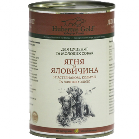 Hubertus Gold Junior консерва для щенков (ягненок и говядина с пастернаком и кольраби)