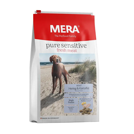 MERA pure sensitive fresh meat Hering & Kartoffel для взрослых собак всех пород, беззерновой (филе сельди и картофель)