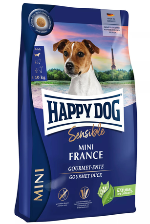 Сухой корм Happy Dog France Mini беззерновой корм для взрослых собак мелких пород с чувствительным пищеварением (конина)