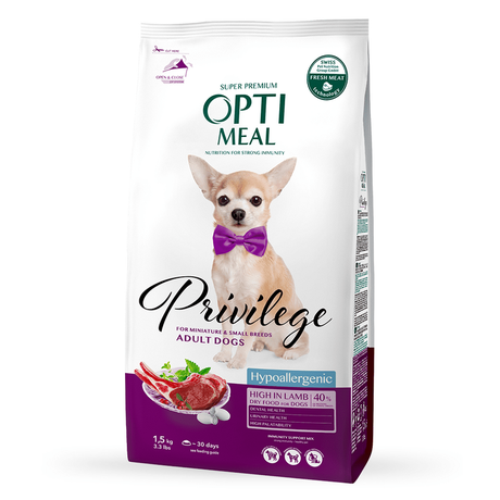 Optimeal Privilege Hypoallergenic Small Breeds Adult Dog гипоаллергенный корм для взрослых собак малых и миниатюрных пород (ягненок и рис)