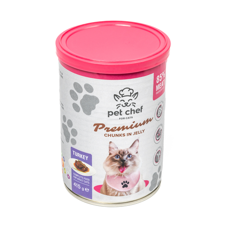 Pet Chef Вологий Корм Для Котів Шматочки В Желе З Індичкою Фото Від Dog.Com.Ua