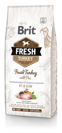 Сухой корм Brit Fresh Turkey with Pea Adult Fit & Slim для взрослых собак всех пород (индейка)
