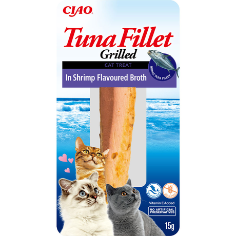 INABA Grilled ласощі для котів, філе тунця на грилі в бульйоні з креветок