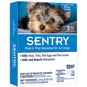 SENTRY Сентри капли от блох, клещей и комаров для собак весом до 7 кг (до 15 lbs)
