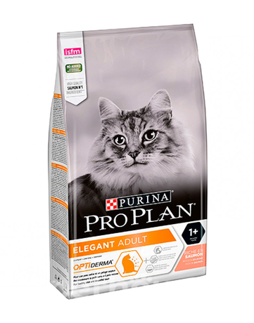 Purina Pro Plan Cat Adult Elegant Salmon (Derma Plus) для взрослых кошек с лососем (чувствительная кожа, выведение шерсти)