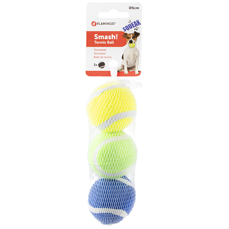 Flamingo Smash Tennis Ball ФЛАМІНГО СМЕШ тенісний м'яч 5см з пищалкою, іграшка для собак, набір 3шт.