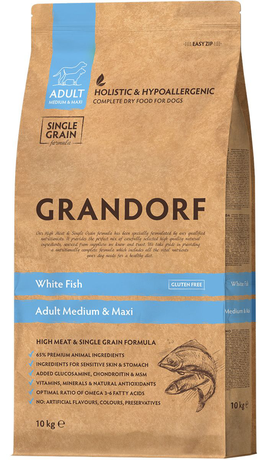 Сухий корм Grandorf White Fish Adult Medium Maxi для дорослих собак середніх та крупних порід (біла риба)