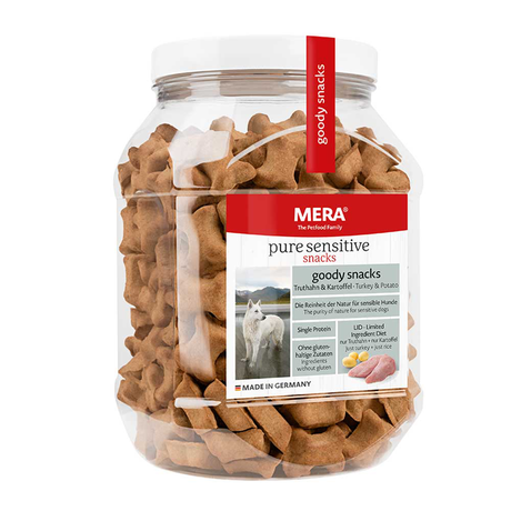 Mera good snacks pure sensitive Truthahn & Kartoffel снеки для чутливих собак із індичкою та картоплею, 600 гр