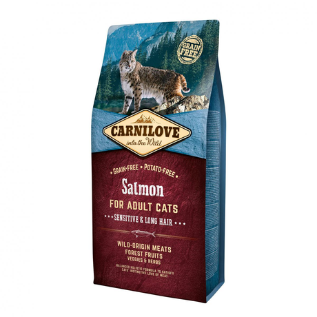 Carnilove Cat Salmon - Sensitive & Long Hair для кошек с чувствительным пищеварением (лосось)