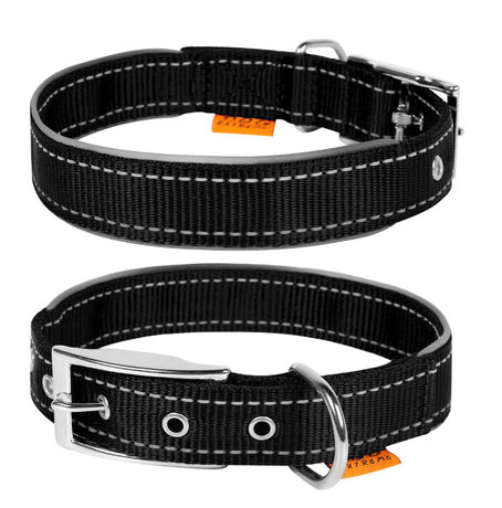 Collar Dog Extreme Нашийник Нейлоновий Подвійний Зі Світловідбиваючою Вставкою, Чорний Фото Від Dog.Com.Ua