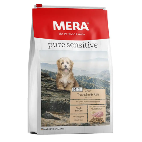 MERA pure sensitive Mini Truthahn & Reis для взрослых собак мелких пород, безглютеновый (индейка и рис)