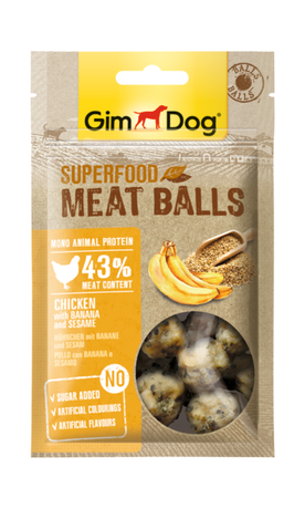 GimDog Superfood М'ясні кульки з куркою, бананом та кунжутом для собак
