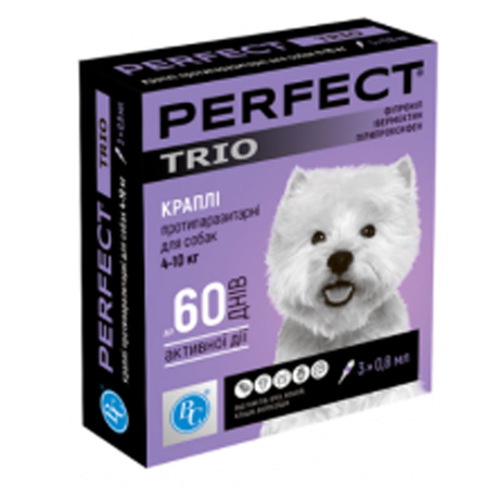 Perfect Trio Краплі Від Бліх І Кліщів Для Собак 4-10 Кг, 1 Уп.(1 Піпетка) Фото Від Dog.Com.Ua