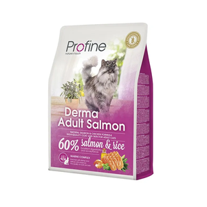 Profine Cat Derma сухий повнораціонний корм для дорослих кішок довгошерстих порід (лосось)