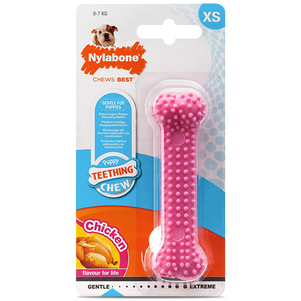 Nylabone Puppy Chew Dental Bone жевательная игрушка для щенков до 7 кг, ВКУС КУРИЦЫ (легкое грызение)
