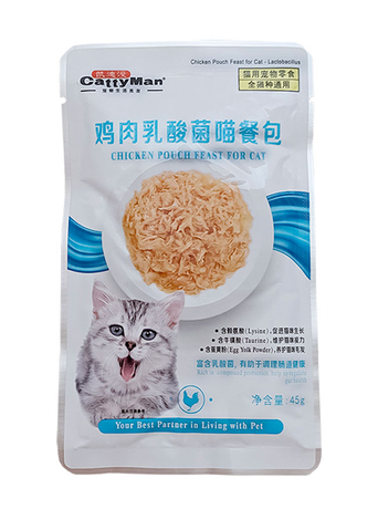 Cattyman Lactobacillus Chicken Feast Кеттімен Пробіотики Курка В Желе Вологий Корм, Консерви Для Котів Із Проблемами Травлення, Пауч Фото Від Dog.Com.Ua