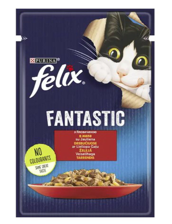 Felix Fantastic Вологий корм для котів з яловичиною, 85 г