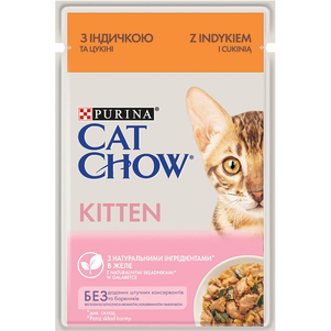 Cat Chow Влажный Корм Для Котят Кусочки В Желе С Индейкой И Цуккини, 85 Г Фото Зоомагазина Dog.Com.Ua