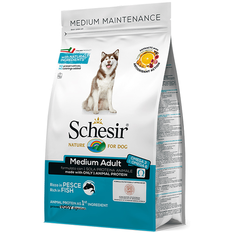 Schesir Dog Medium Adult Fish сухой монопротеиновый корм для взрослых собак средних пород (рыба)