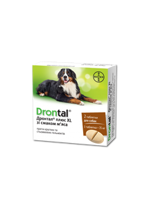 Bayer Drontal XL (Дронтал) таблетки для собак великих порід від глистів зі смаком м'яса