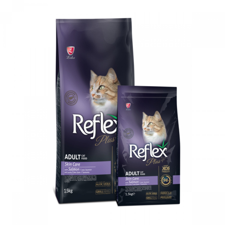 Reflex Plus Повноцінний та збалансований сухий корм для догляду за шкірою котів з лососем