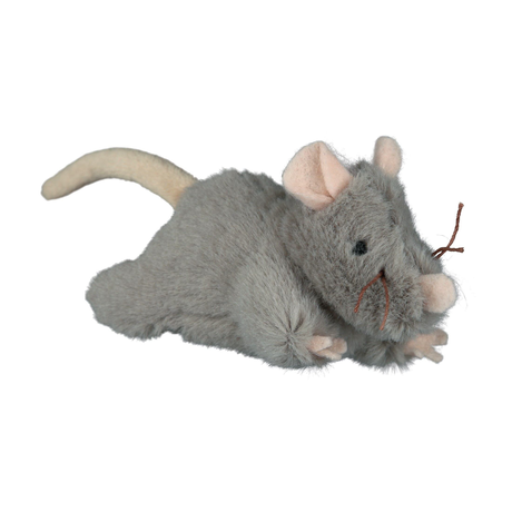 Trixie Мышка плюшевая серая с пищалкой 15 см
