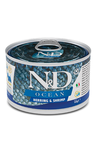 Farmina N&D Grain Free Ocean Herring & Shrimp Adult Mini Вологий корм для собак дрібних порід з оселедцем, тріскою, тунцем і креветкою