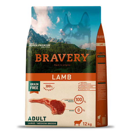 Сухой корм Bravery (Бравери) Lamb Large/Medium Adult беззерновой для взрослых собак средних и крупных пород (ягненок)