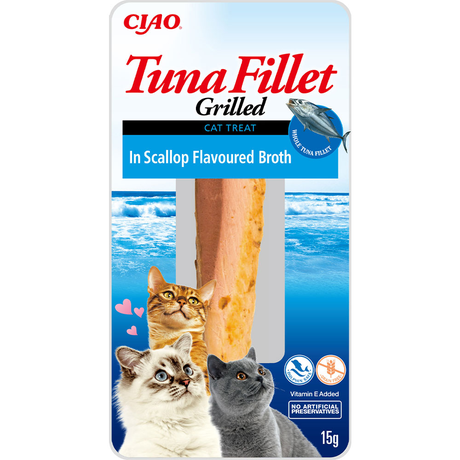 INABA Grilled ласощі для котів, філе тунця на грилі в бульйоні з гребінця