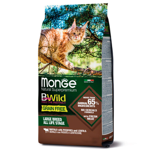 Monge BWild Cat GRAIN FREE беззерновий повноцінний збалансований корм з м'яса буйвола для великих кішок різного віку