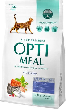 Optimeal сухий корм для стерилізованих котів та кастрованих котів з лососем