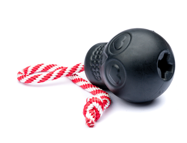 SodaPup Magnum Skull Reward Toy Black Іграшка череп на мотузку для собак, чорна